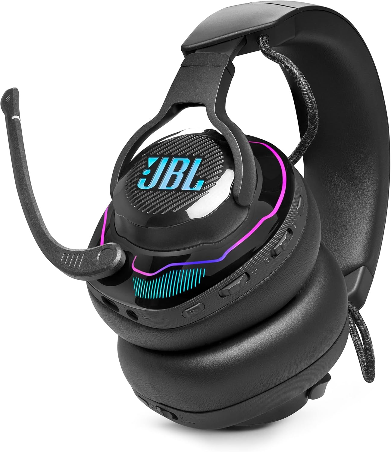 image:imageJBL Quantum 910X Wireless Performance Gaming Headset Black Gain the competitive advantage with JBL QuantumSPATIAL 360 Low latency wireless system Play and charge at the same time
